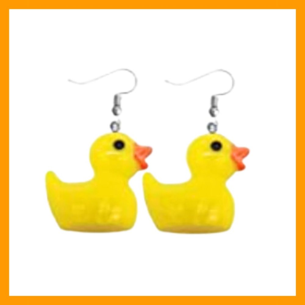 Yellow Rubber Ducky Earrings! Cute Funny Novelty Earrings